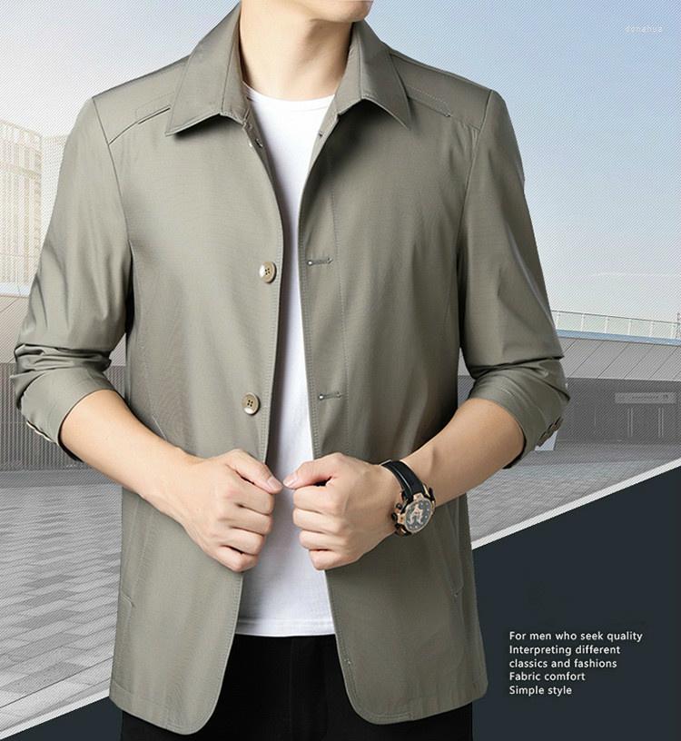 

Men's Jackets Casual Mens Easy Care Jacket High Quality Outerwear Button Up Men Long Sleeve Khaki Autumn Male Coat Big Size Loose