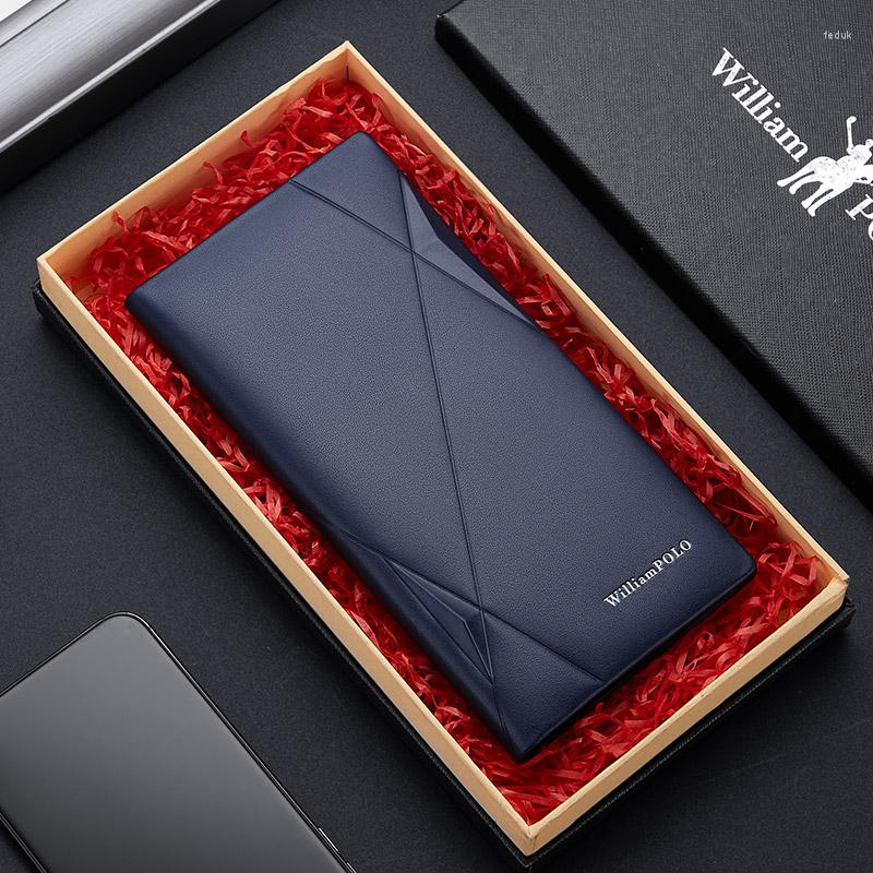 

Wallets Williampolo Men's Wallet Genuine Leather Card Holder Luxury Design With Gift Box Drop Purse For Male #191482-B, Black