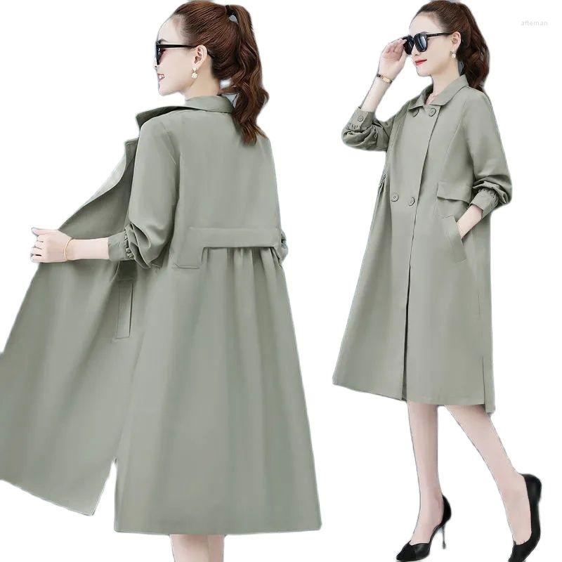 

Women's Trench Coats Women's Coat 2022 Spring Autumn Splicing Mid-Length Over The Knee Loose Female Fashion Temperament Ladies Jacket, Yellow