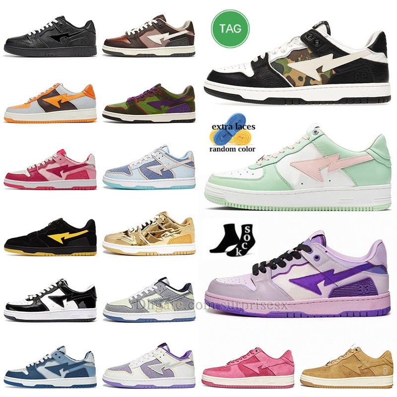 

Baped Sta Running Shoes Sk8 Sneakers Designer Aqua Light Smoke Grey Court Purple Suede Brown Dark Mocha Gray White Black Panda Unc Camo Green Pink Trainers, 40