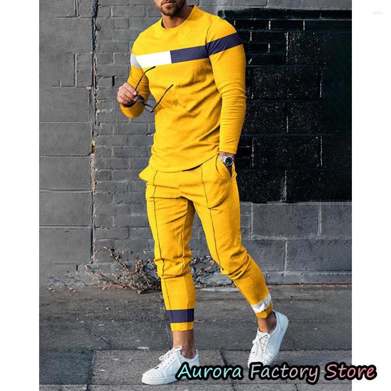 

Men' Tracksuits Spring Men' Long Sleeve T-Shirt Trousers Set Solid Color Tracksuit Fashion Jogging Suit Streetwear Male Outfit, 02-2