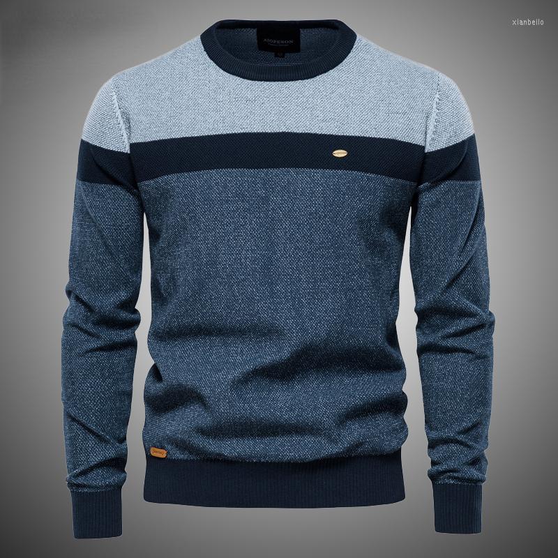 

Men' Sweaters Striped Sweater Men Cotton Casual O-neck Pullover Knitted Men' Fashion Brand High Quality Warm Tops Male, Nax137blue