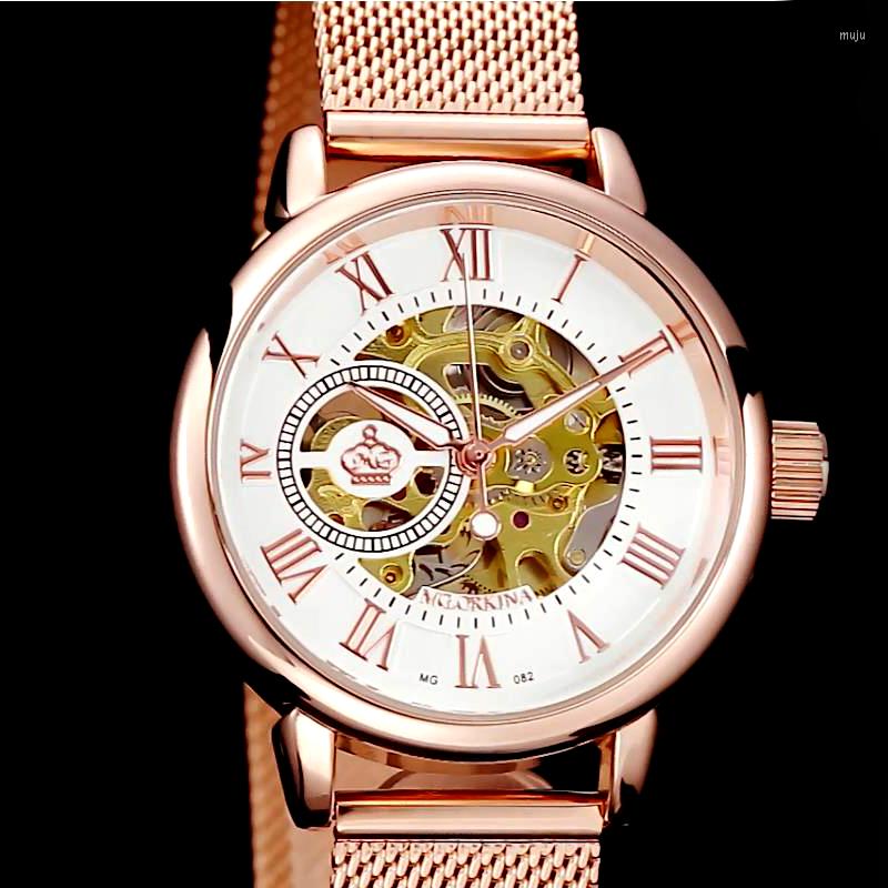 

Wristwatches MGORKINA MG082 Women's Watches Rose Gold Watch Women Ladies Automatic Mechanical Skeleton Montre Femme Zegarek Damski, Ork082gp