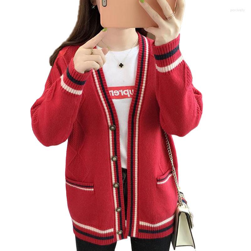 

Women' Knits 2022 Fashion Spring Autumn Loose Cardigan Women Sweaters Single-breasted Knit Top R22, Blue