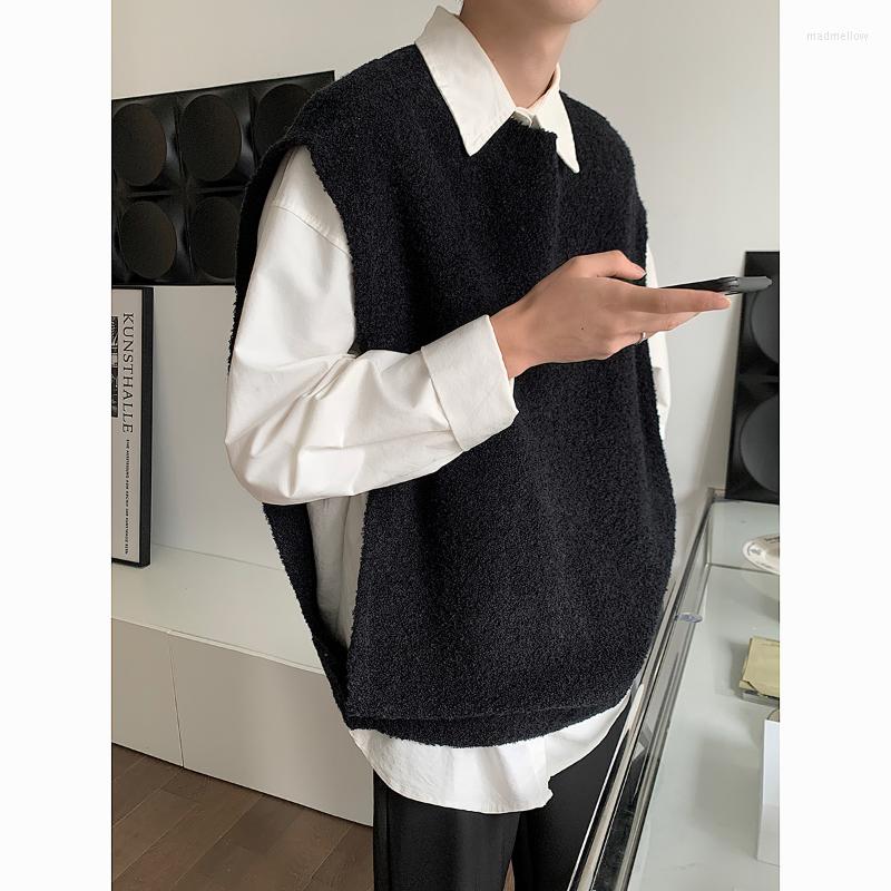 

Men's Vests LEGIBLE Autumn Winter Sweaters Vest Men Loose Sleeveless Knitted Pullovers Male Korean Casual Man, Hei se