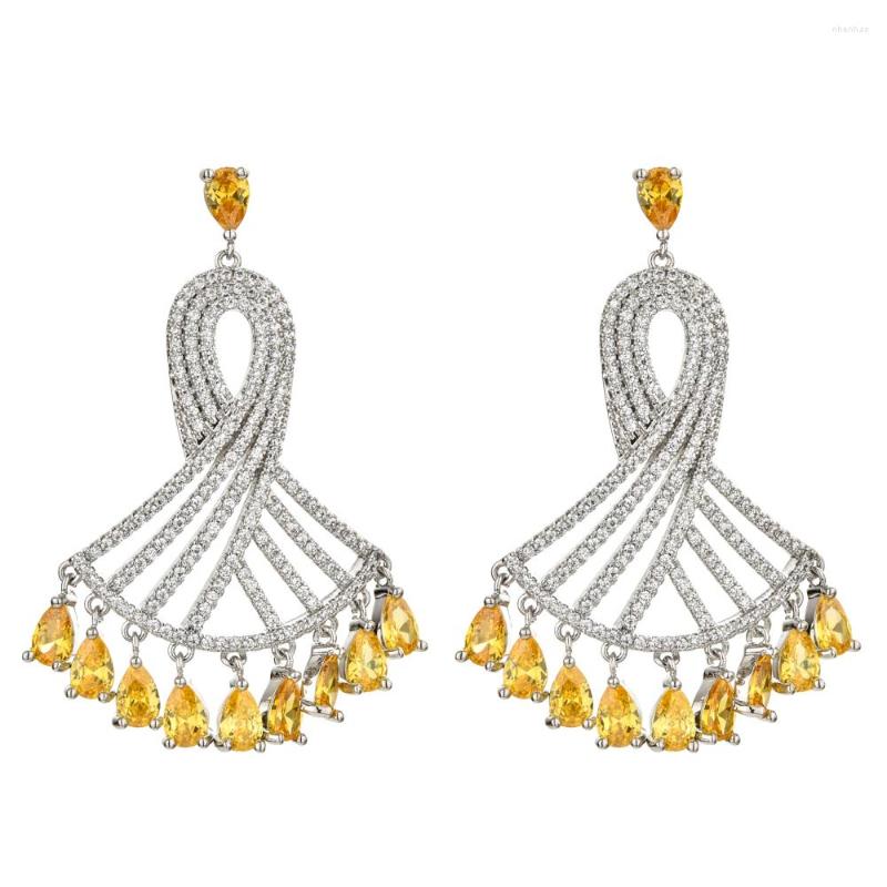 

Dangle Earrings Fashion Temperament Water Drop Tassel Micro-inlaid Zircon Women/Girls Wedding Party Bride Jewelry Gift