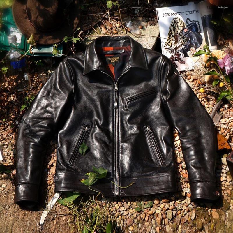 

Men's Jackets Super Size J-60 Top Asian Quality Japanese Core Horse Leather Fashion Lapel Slim Fit Classic Biker Jacket