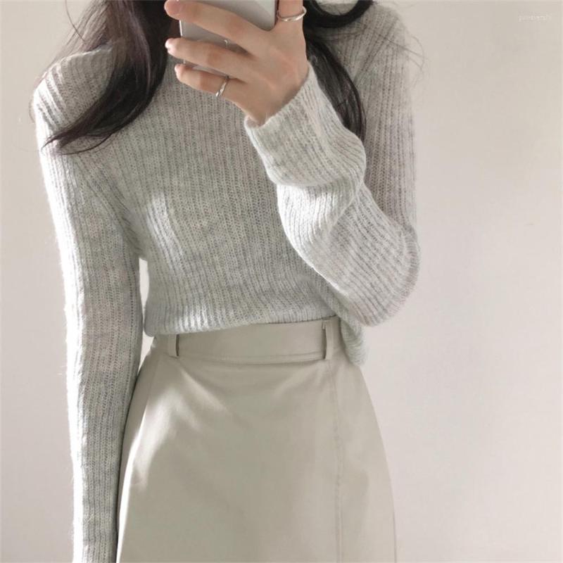 

Women's Sweaters Alien Kitty 5 Colors Gentle Office Lady Chic Women Bottom Full Sleeve 2022 Knitted Pullover Vintage Solid Slim Jumpers, Pink