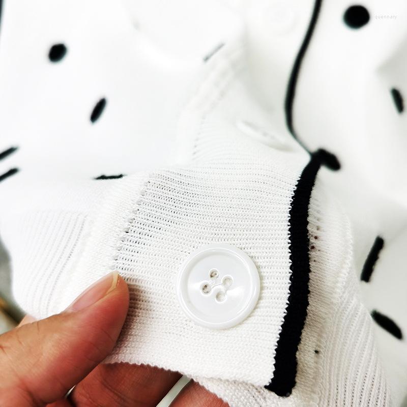 

Women's Knits Fashion Korean Cardigan For Women Dot Print Sweet Cardigans Ladies V Neck Spring Autumn Knitwear Coat Sweater Femme, Black