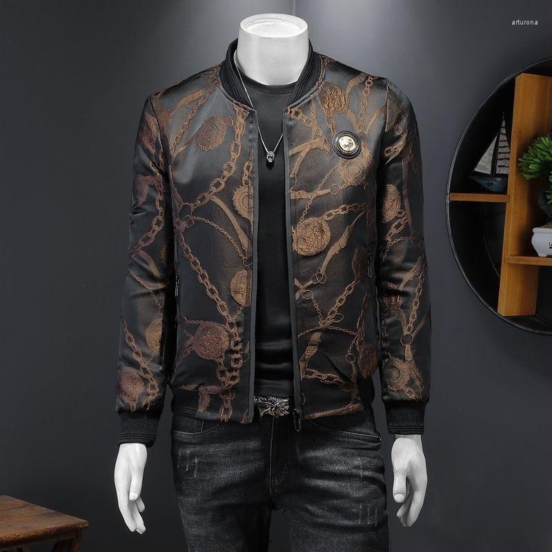 

Men's Jackets Spring Baseball Gold Chain Vintage Bomber Korean Streetwear Social Club Outfits Men Floral Jacket Casaca Hombre, Black 1776