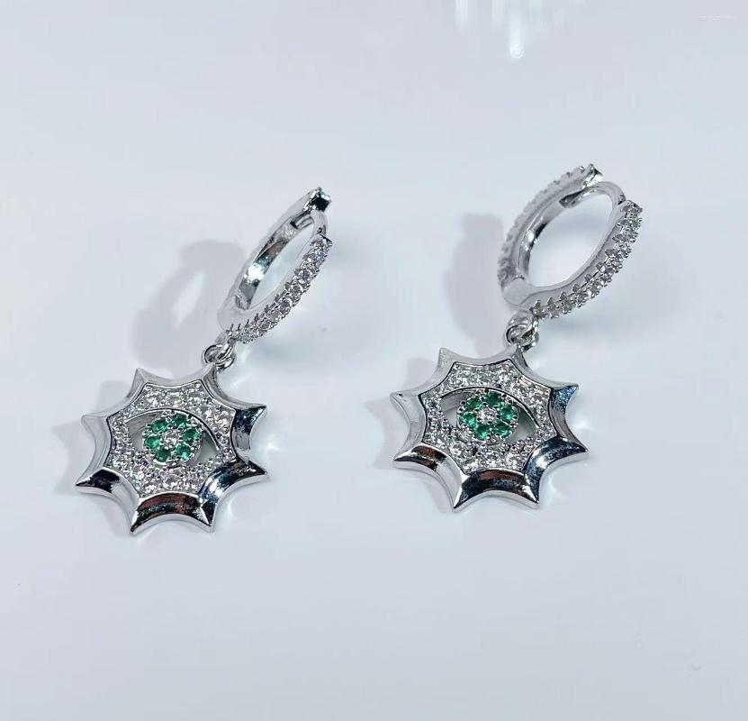 

Chains 2023 In Fashion Earrings Green Zircon Sun Eye Circle Needle Female