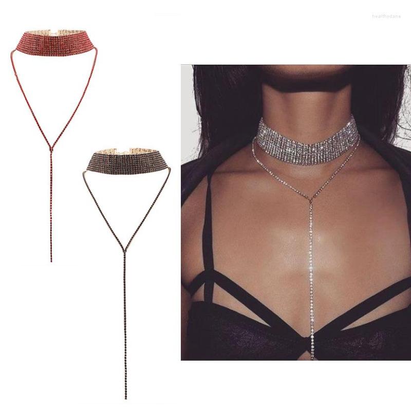 

Choker Fashion Jewelry Necklace Multi-layer Cubic Zirconia 18K Imitation Gold/white K Rhinestone For Women