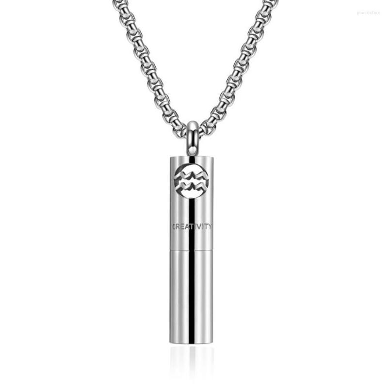 

Chains Stainless Steel Twelve Constellations Cylinder Pendant Necklace Jewelry Ash The Zodiac Necklaces Jewellery Gift For Him