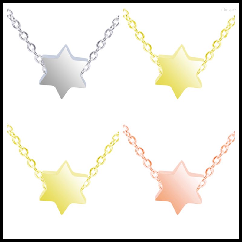 

Choker Six-pointed Star Necklace For Women Men Stainless Steel Stars Pendant Rose Gold/Silver/Gold Color Chain Around The Neck