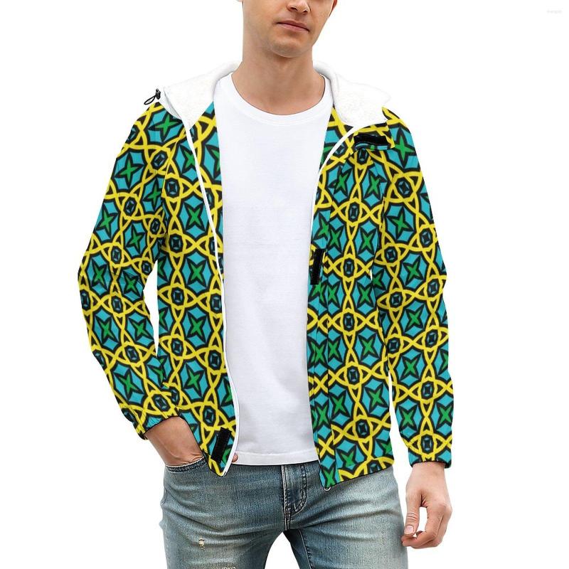

Men' Jackets Colorful Geo Print Casual Abstract Circles Windproof Warm Windbreak Design Coats Winter Aesthetic Loose Jacket Plus Size, Style-9