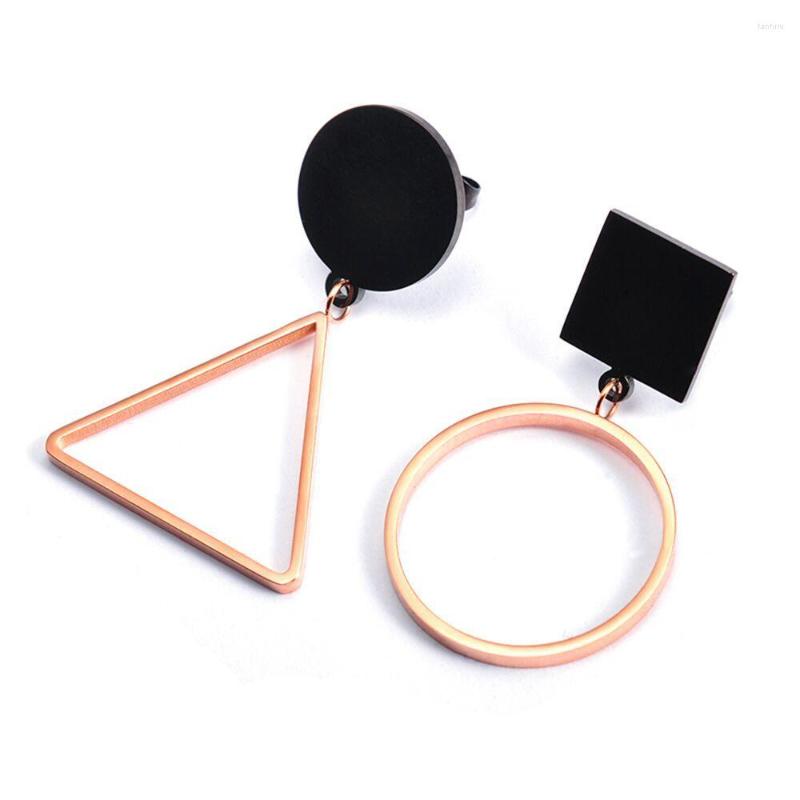 

Dangle Earrings 316L Stainless Steel Studs Fashion Asymmetrical Circle And Triangle Drop For Female