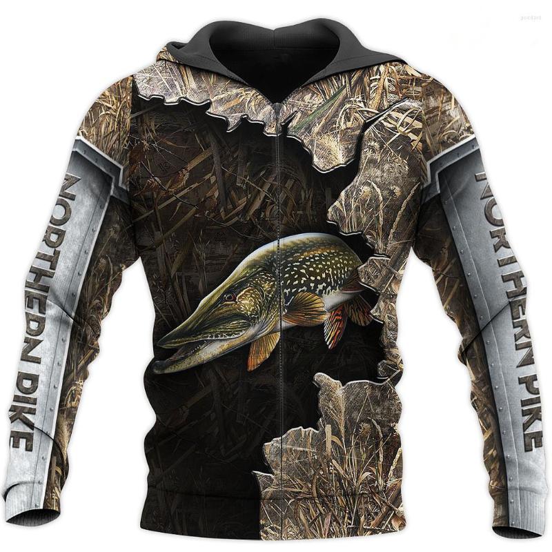 

Men' Jackets 3D Printing Hoodie Northern Parker Fishing Fashion Dynamic Hip-hop Harajuku Print Men' And Women' Zipper Top Hooded, Black