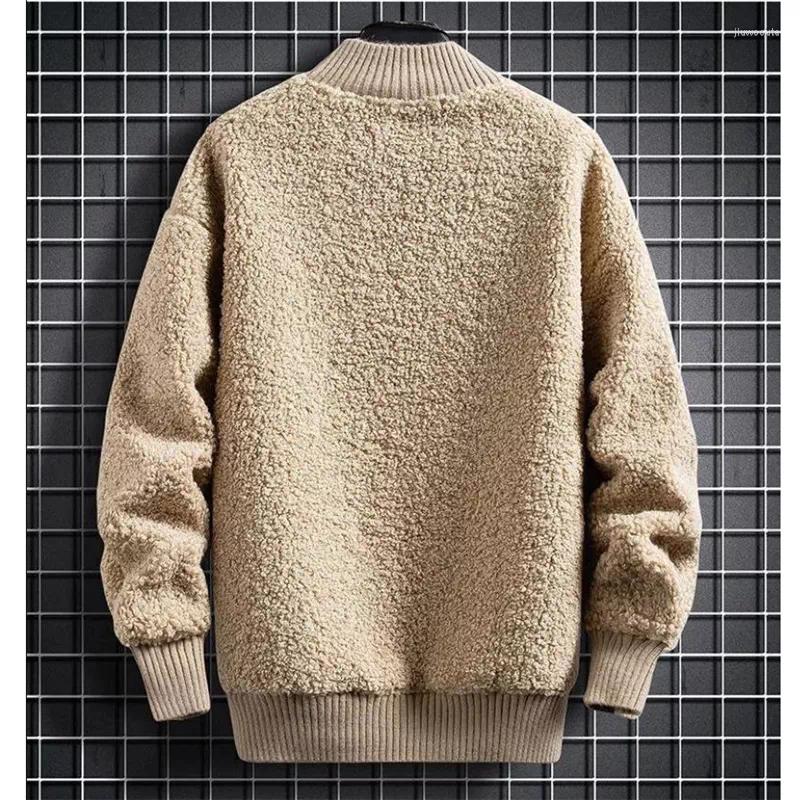 

Men's Hoodies Warm Men Sweatshirts Fashion 2022 Pullover Fleece Padded Lamb Wool Tops Street Style Youthful Loose Sweatshirt, Black sweatshirt