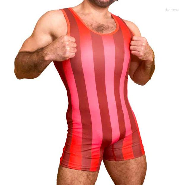 

Gym Clothing Red Vertical Stripes Wrestling Singlet Bodysuit Leotard Outfit PowerLifting Swimming Running Weightlifting Skinsuit, Blue