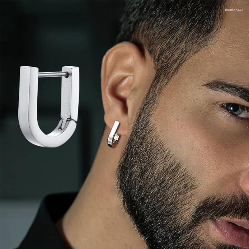 

Hoop Earrings U-shaped For Men Stainless Steel U Link Earring Geometry Arch Earing Octagon Heart Pentagram Unisex Jewelry