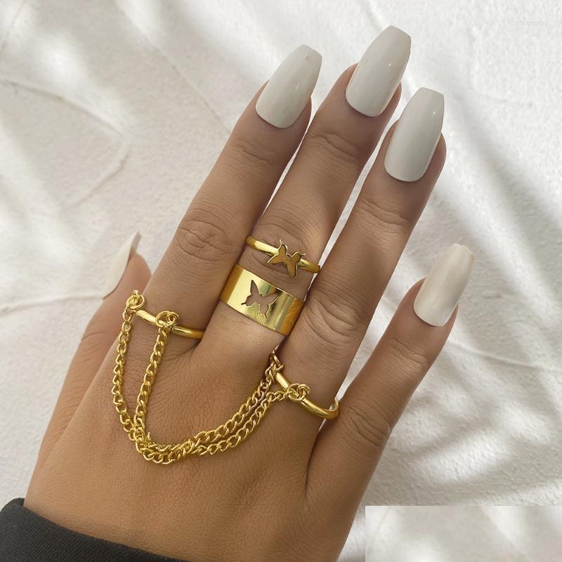 

Cluster Rings Cluster Rings Punk Chain Butterfly For Women Men Gold Sier Color Open Kowknot Index Finger Ring 2022 Fashion Jewelry W Dhi0P
