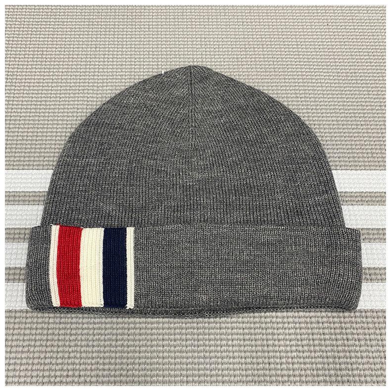 

Berets TB BROWIN Autumn Winter Men Women Wool Hat Stiped Kniited Couple Cap Warm Windproof, White