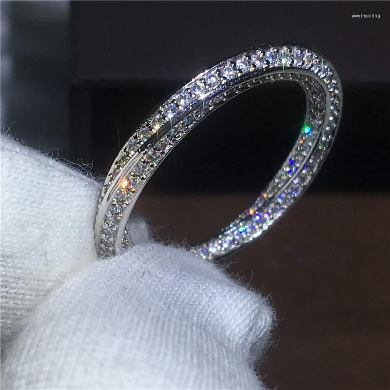 

Wedding Rings Cross Jewelry Lovers Silver Color Ring Pave Setting Zircon Cz Stone Engagement Band For Women Bridal