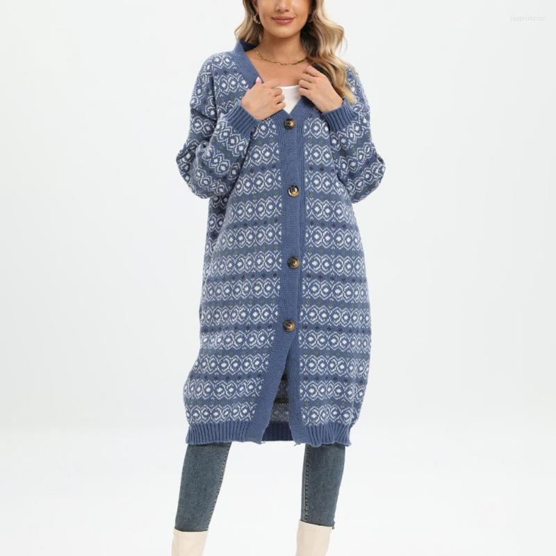 

Women's Knits Winter Coat Fashion Windproof Buttons Closure Female Knitwear Sweater Cardigan Knitted, Blue