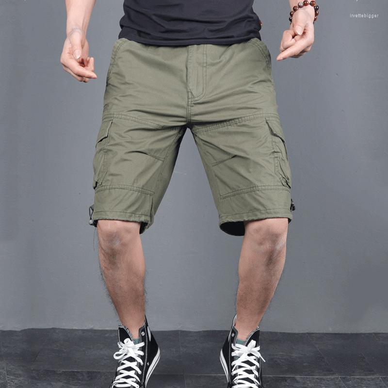 

Men' Shorts Summer Cargo Men Casual Mulit-Pocket Breeche Male Cotton Breathable Baggy Joggers Trousers Plus Size 4XL, Black