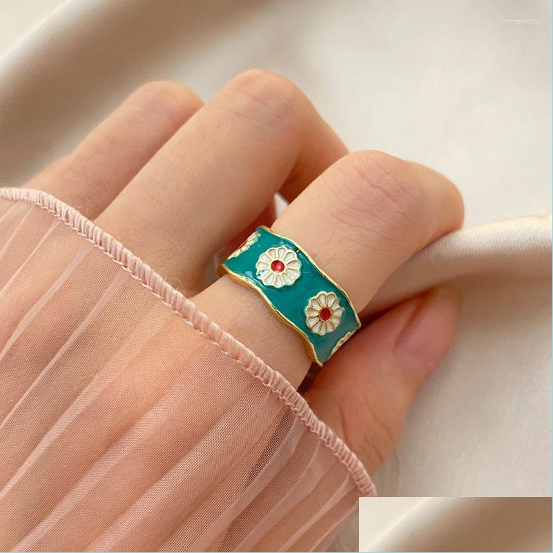 

Cluster Rings Cluster Rings French For Women Girls Pave Daisy Flower Adjustable Finger Band Korean Stylish Jewelry 2022Cluster Brit2 Dh5Fj