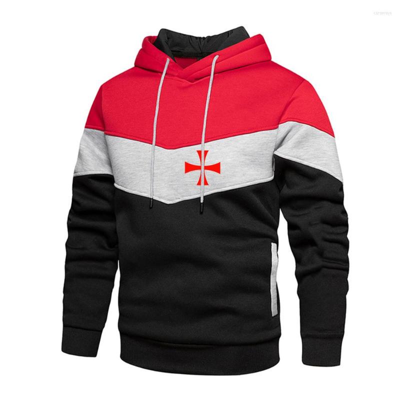 

Men's Hoodies 2022 Men's Knights Templar Printing Fashion Sportswear Hip-Hop Cotton Three-Color Stitching Leisure Tops