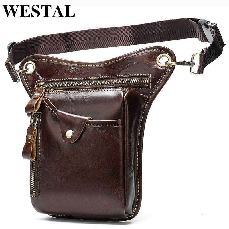 

WESTAL Men's Belt/Leg Bags Genuine Leather Motorcycle Leg Drop Men Waist Male Fanny Pack Thigh Money Belt Pouch 323 221101, 9667gray
