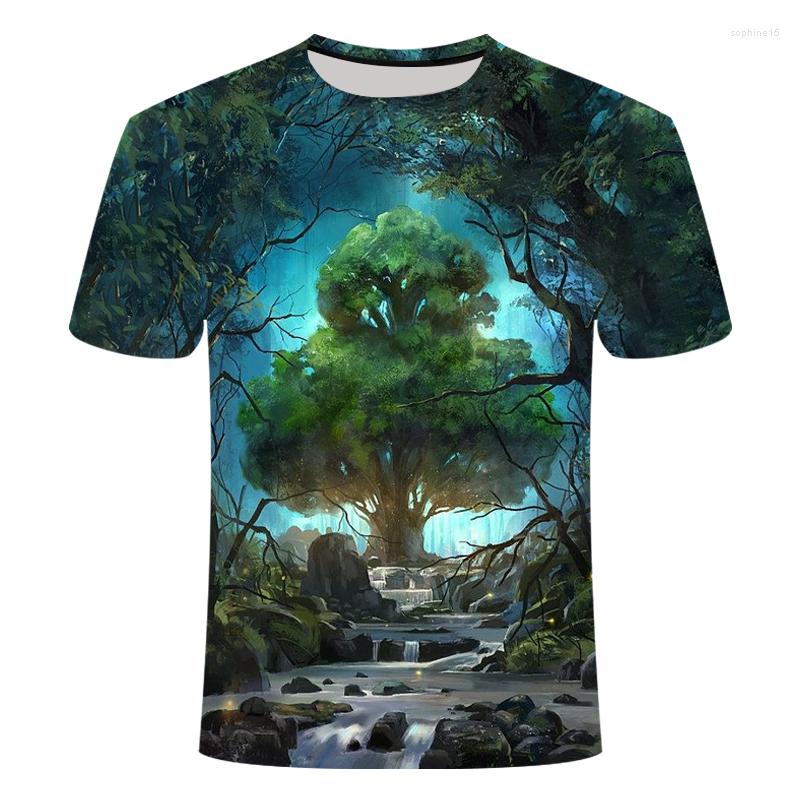 

Men's T Shirts Landscape Pattern T-shirt Summer 3d Sunset Luminous Casual Men And Children's Personalized Print Breathable Lightweight, T-202113