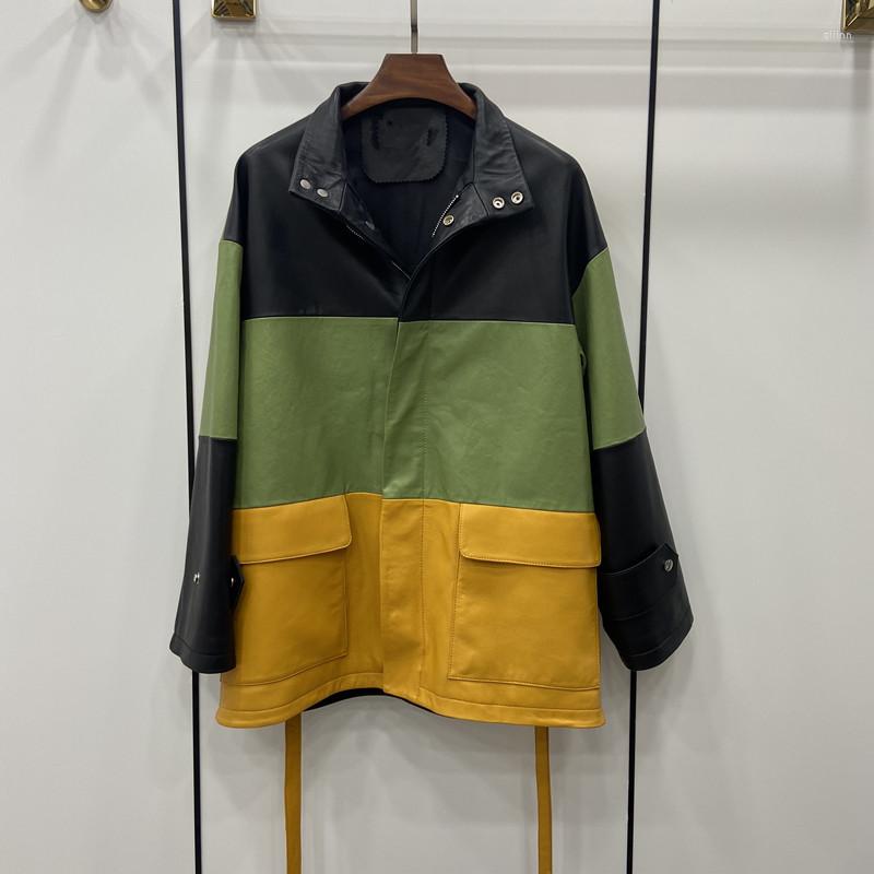 

Women' Leather Woman Coats Natural Sheepskin 2022 Fashion Female Windbreaker Jackets Real H811, Yellow