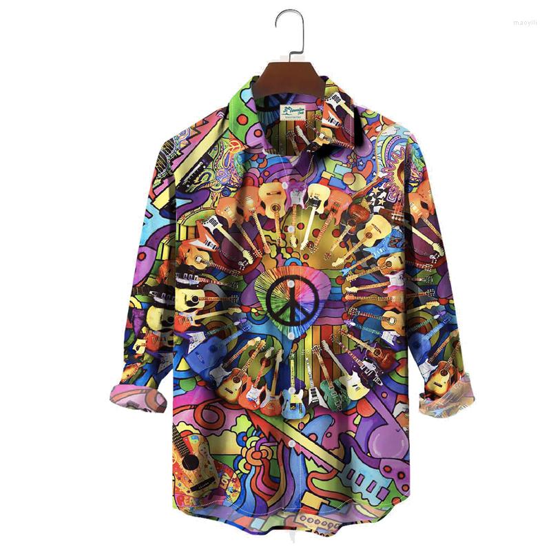 

Men' Casual Shirts Men' Holiday Long Sleeve Music Hippie Art Anti-Wrinkle Plus Size Tops, Sky blue