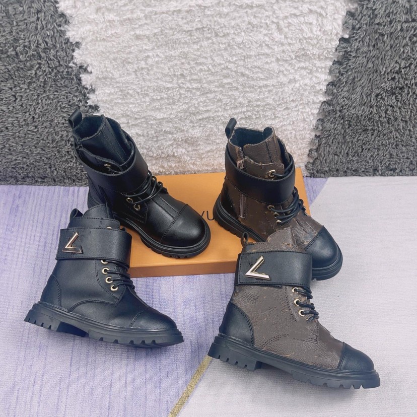 

2022 winter kids children Platform Desert Boot boys girls Leather Monograms boots fur furry plush warm high top Shoes baby toddlers youth Booties L AND V, Do not choose;separate color;contact me