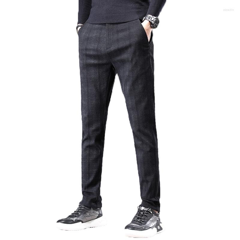 

Men's Pants Men's Casual Autumn And Winter Models Of Western Plaid Business Outer Wear, Black