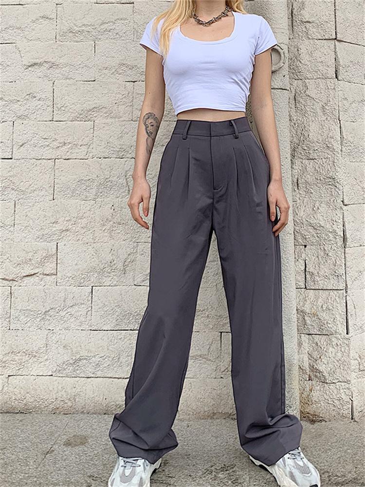 

Women' Pants Grey Straight Tube Suit Women' Retro Fashion Loose Thin Falling Feeling Wide Leg Casual 2022 Wear, Gray
