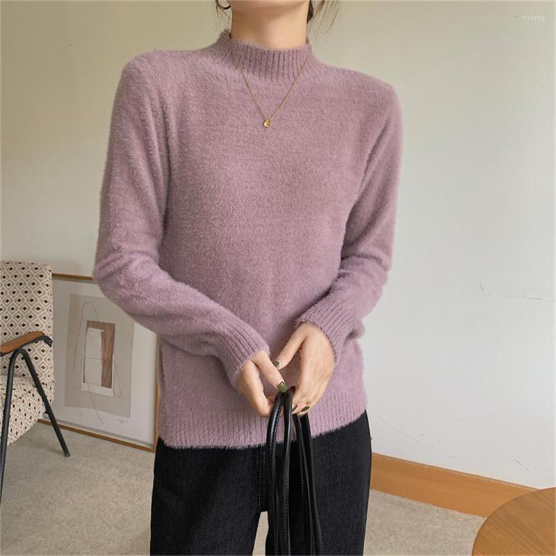 

Women's Sweaters PLAMTEE 5 Colors Lazy Style Women Soft Mock Neck Solid Casual 2022 Loose Fashion Warm Bottom Knitwear Jumpers Pullover, Purple