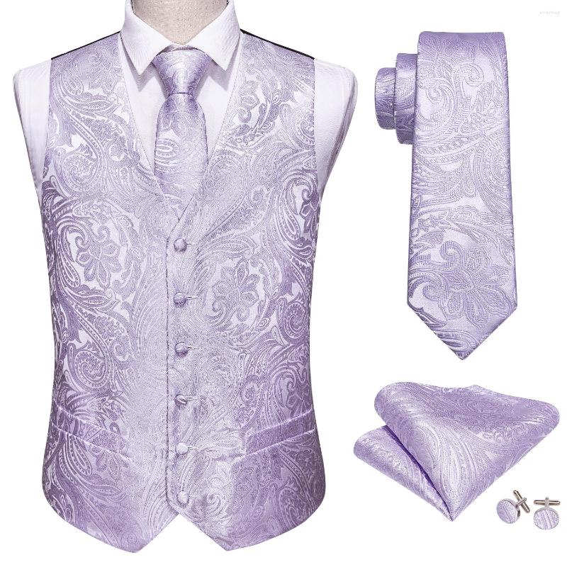 

Men' Vests Light Purple Men Wedding Suit Vest Paisley Jacquard Folral Silk Waistcoat Handkerchief Tie Set Barry.Wang Design, Picture shown