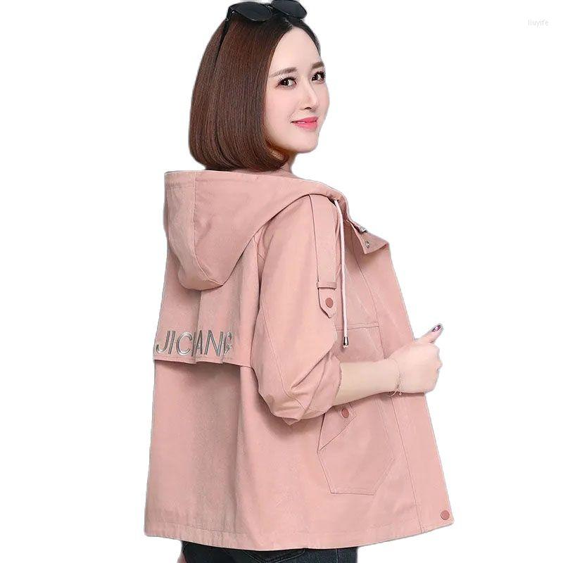 

Women's Trench Coats Women Jacket Windbreaker Spring Autumn 2022 Korean Loose Hooded Outerwear Female Casual Short Basic Overcoat Tops, Blue