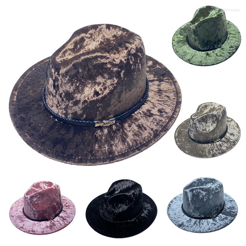 

Berets WZCX Fashion Solid Color Belt Women Felt Hat Wide Brim Autumn Winter Unisex Jazz Cap Top, 09