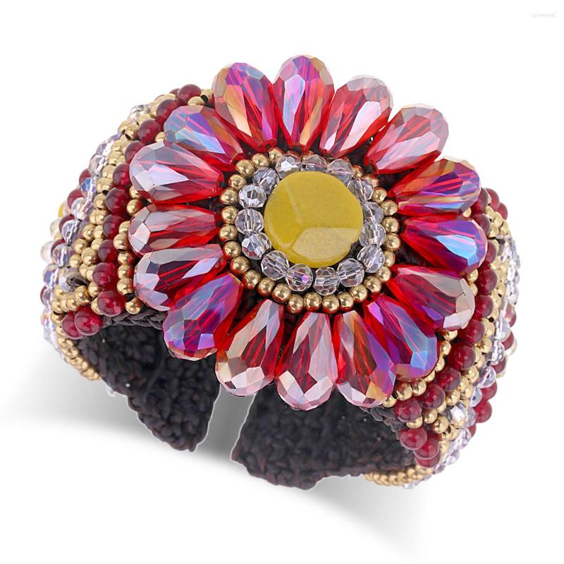 

Link Bracelets HAHA&TOTO Handmade Weaving Beaded Bangle For Girls Women Trendy Natural Stones Crystal Flowers Statement