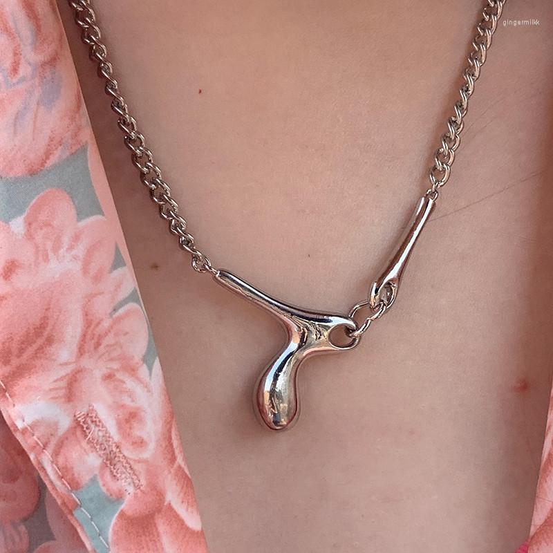 

Choker SRCOI Geometric Irregular Waterdrop Pendant Necklace Punk Stainless Steel Chain Chokers Collar Fashion Necklaces 2022 Women