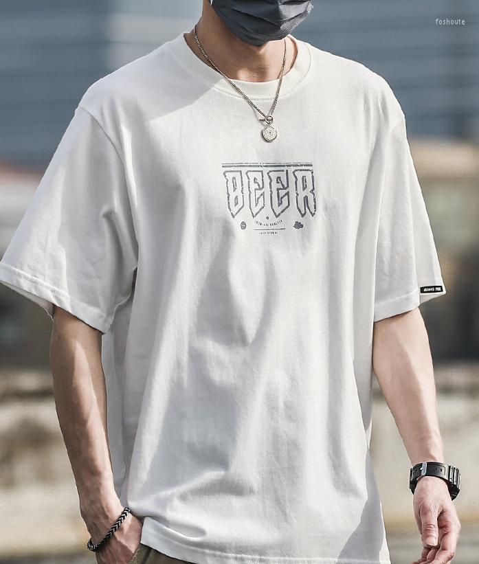 

Men's T Shirts M1571 Letter Printed Short Sleeved T-shirt For Men's Summer Style Easy To Wear Cotton Half Sleeve Casual Loose, Brown