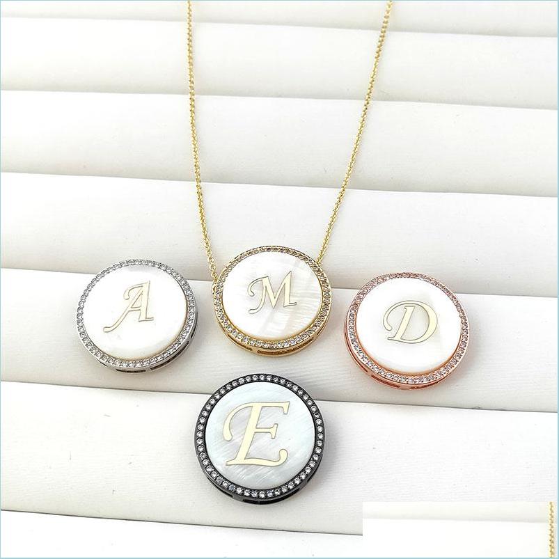 

Pendant Necklaces White Shell Pendant Micro Pave Crystal Cubic Zircon Cz 26 Alphabet Letters Necklace Girls Fashion Jewelry Nk501 Dr Dh9Cl
