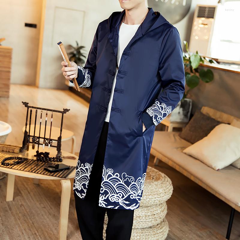 

Men's Trench Coats 2022 Spring And Autumn Men's Jacket Coat Mid-length Loose Windbreaker High-quality Trend Casual All-match -2xl, Blue