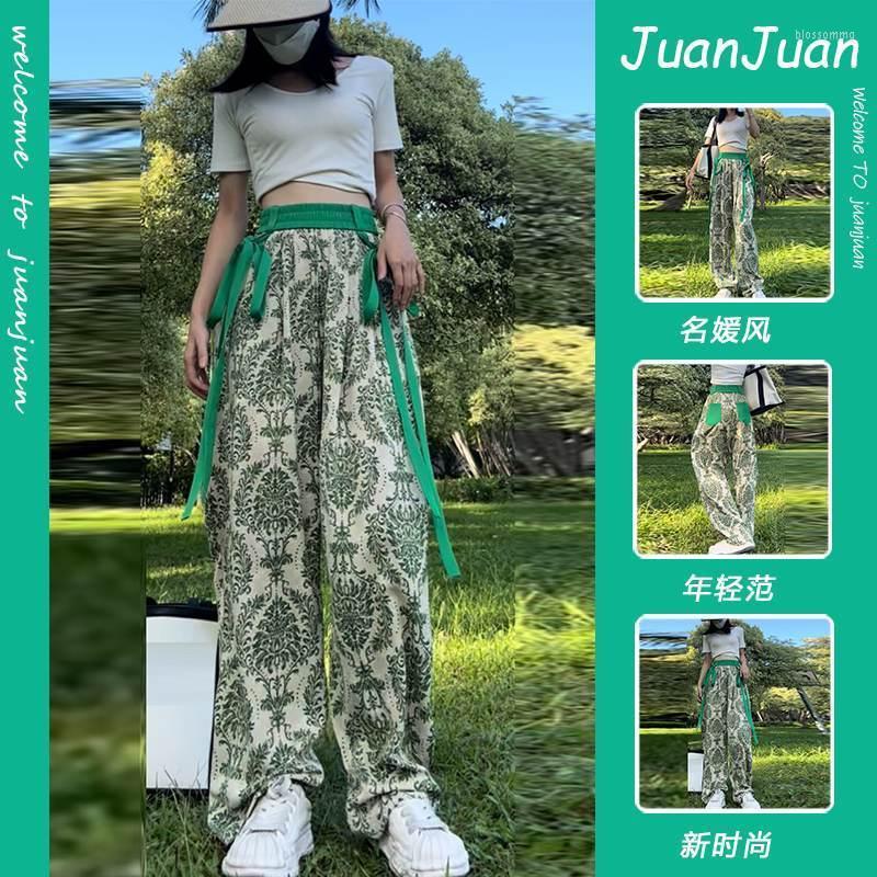 

Women's Pants Fashion Aesthetic Wide Leg Women 2022 Autumn Casual Boho Harajuku Ladies Trousers Trend Designed Loose Vintage Streetwear, Green