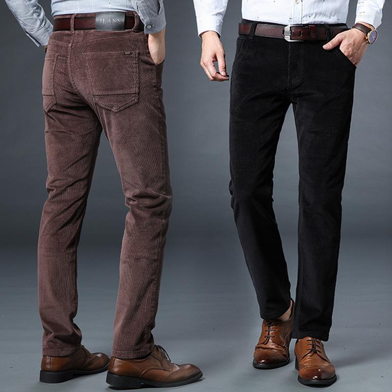 

Men's Pants Men's Casual Autumn And Winter Thick Corduroy Business Straight Trousers Mid-rise Slim, Black