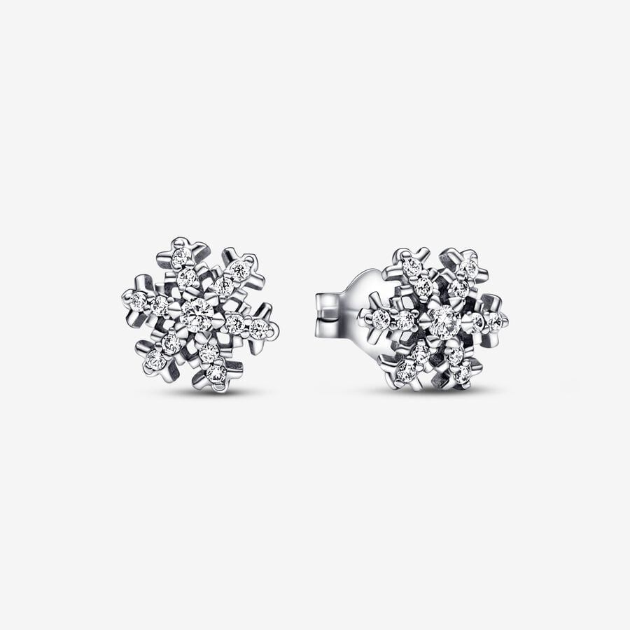 

Silver Snowflake Wedding Stud Earrings Designer Engagement Jewelry DIY fit Pandora Necklace